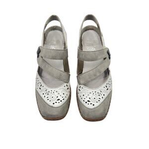 Rieker MaryJane White Leather Sling Bag Comfort Shoes Women's Size EU 39